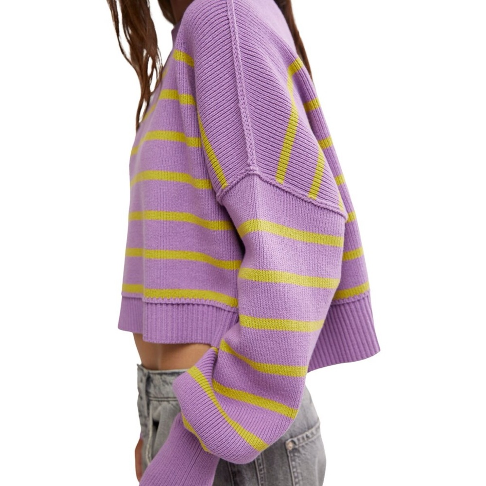 Free People Easy Street Stripe Crop Pullover NWT - Picture 2 of 5